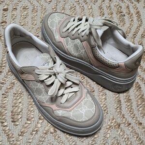 Gucci Women's Beige and Pink Sneakers GG Authentic